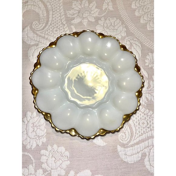Milk Glass Deviled Egg Plate - Picture 10 of 12